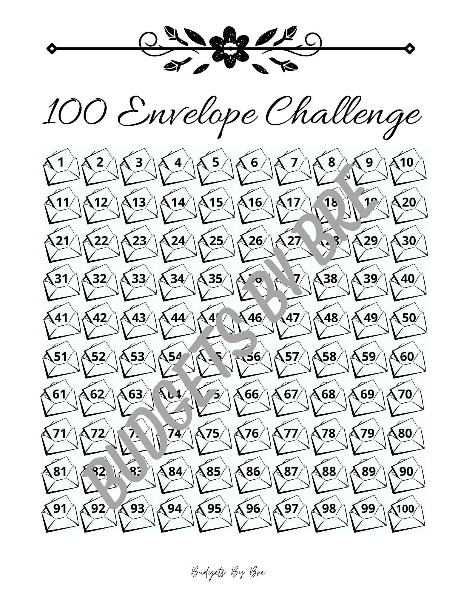 100 Envelope Challenge Chart Free Printable Bowlwery 100 Envelope Challenge Chart Free Printable Bowlwery