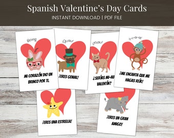 Spanish Valentine's Day Cards, Dia De San Valentin, kids,  Printable, US letter size