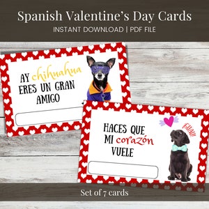 Tarjetas de San Valentín españolas para niños, Dia de San Valentine, Imprimibles, Carta de EE.UU.