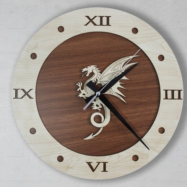 Wooden Dragon Wall Clock,Dragon Wall Decor,Serpent Wall Clock,Bedroom Wall Clock,Dragon Wall Art,Dragon Art,Drago Wall Clock,Wood Clock Art