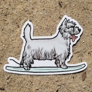 Cute West Highland White surf sticker 2.0 (updated design)