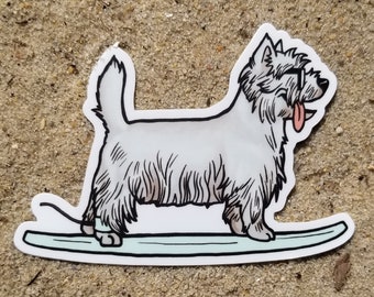Cute West Highland White surf sticker 2.0 (updated design)