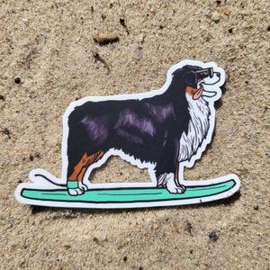 Cute Australian Shepherd Black surf sticker