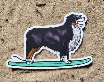 Cute Australian Shepherd Black surf sticker