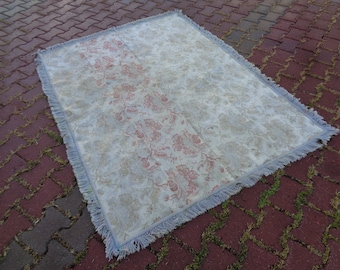 5.9x4.3Ft Vintage Cream&Copper Velvet Tablecloth Vintage Italian Table Cover  Floral Design Victorian Style Party Decor  Gift For Mommy  R1