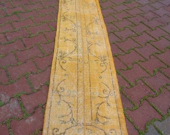 9.5x1.5 ft Yellow Rug Runner Short Narrow Runner For Kitchen Non Skid Floral Carpet For Hallway Distressed Rug For Bathroom Rug For Entry d1