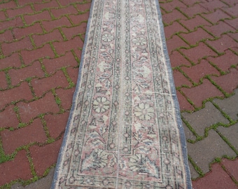 7.9x1.7 Pink Rug Runner, Short Narrow Runner For Kitchen Non Slip, Floral Carpet For Hallway,Vintage Rug For Bathroom, Father's Day Gift k29