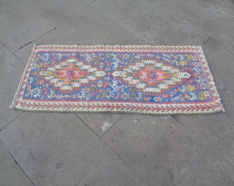 Small Gift For Valentine's Days, Vintage Kilim Rug, Animal Figures  Rug, Rug For Children Room 3.2x1.5 Handwoven Doorway Rug t30