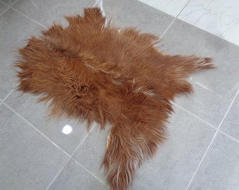 Goatskin Rug,Brown Seat Cover Rug,Organic Bed For Dogs,Farm House Decor, Mother's Day Gift  3. 9x3. 3 Long Hair Throw Rug 9046