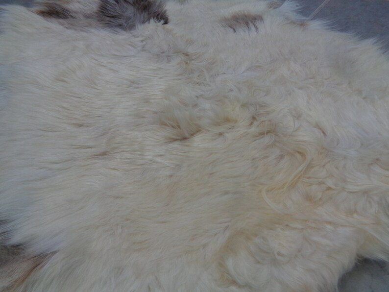 Cream Goatskin Rug, Animal Skin Rug, Skin Rug for Upholstery, Long Hair