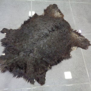 Dark Mohair Goatskin Rug, Long Hair Goat Rug for Upholstery, Wall Decor ...