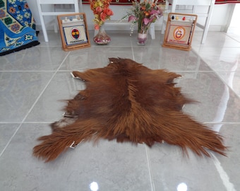 Goatskin Rug,Unique Couch Cover Rug,Organic Pet Bed For Cat,Country House Decor,Bio Friendly Hide,Durable Pelt Rug3&#39; 5&#39;&#39;x2&#39; 8&#39;&#39;Throw Rug3102