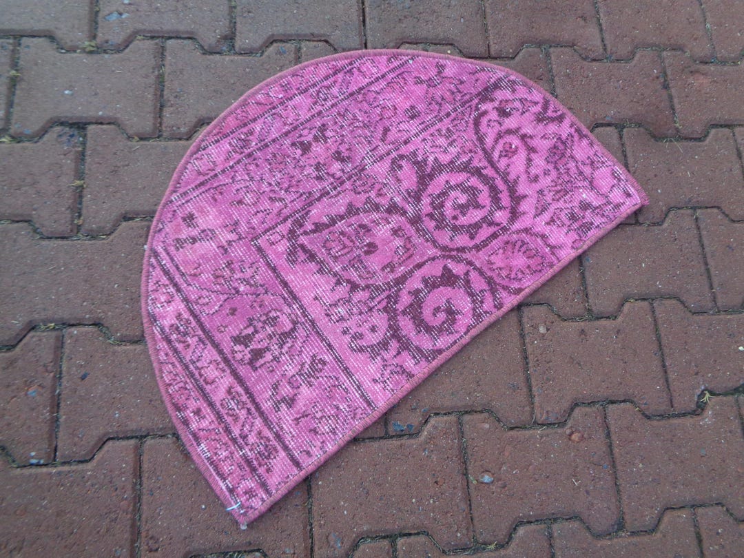 Pink Rug Circle Pattern 2.4x1.6 Vintage Pink Half-circle Rug-add Warmth and Elegance to Your ...
