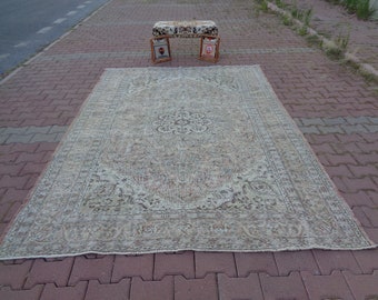 Timeless Elegance: Vintage Muted Oversize Rug – A Touch of Grandeur for Your Space, Genuine Salon Rug, Hotel Rooms Rug 9.3x6.6 Porch Rug e61