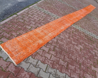 27x1.8ft Vintage Orange Rug Runner Extra Long Runner For Wedding Ceremony Floral Carpet For Hallways Sturdy Long Size Rug For Staircase 1232