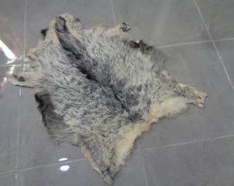 Gray Angora Goatskin Rug, Soft Mohair Hide, Natural Home Decor, Rustic Wall Accent c34
