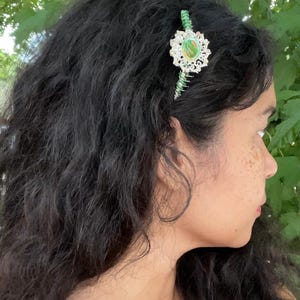 Green Decorative Hair Comb, Green Bridal Comb, Green Hair Clip