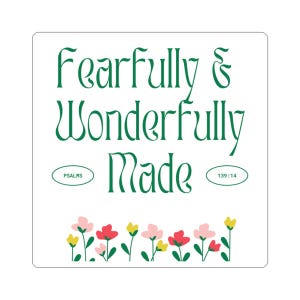 Psalm 139:14 Christian Sticker | Bible Verse Kiss-Cut Sticker | Faith Vinyl Sticker | Inspirational Scripture Decal | Waterproof | 3 Sizes
