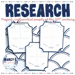 Famous person 20th century research Project for 4th & 5th grade - social studies