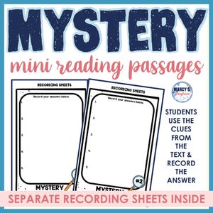 Mysteries reading comprehension passages practice short stories with clues and questions 2nd 3rd grade Homeschooler ELA teacher printable image 3