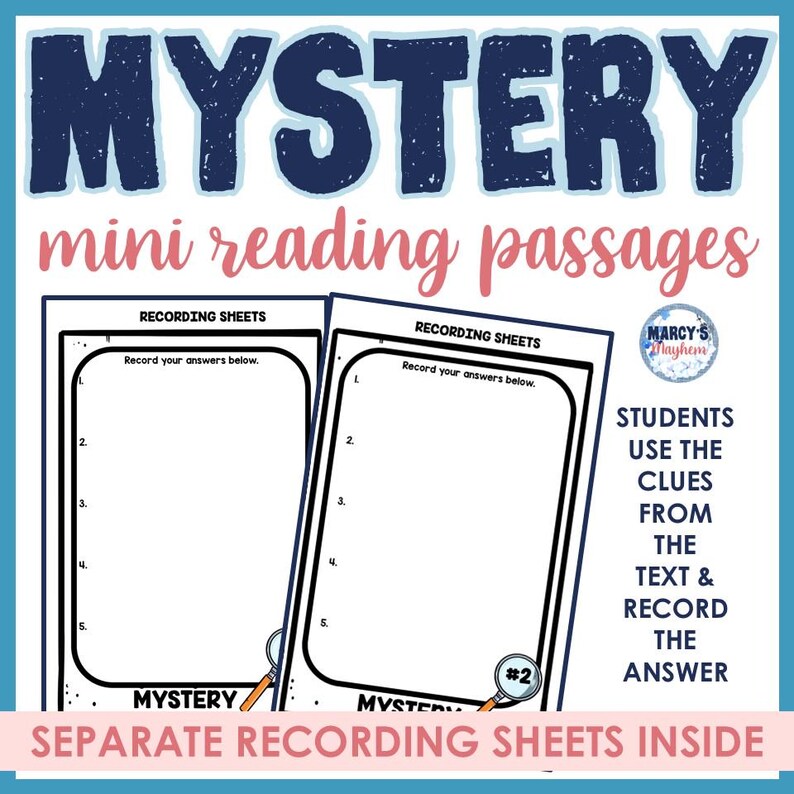 Mysteries reading comprehension passages practice short stories with clues and questions 2nd 3rd grade Homeschooler ELA teacher printable image 3