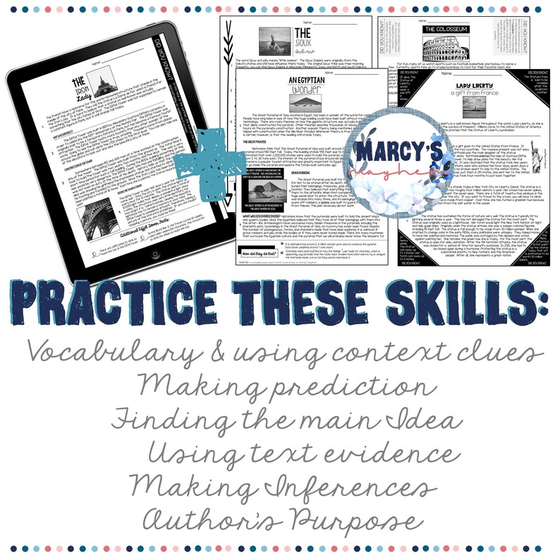 Nonfiction Reading Passages With Comprehension Questions 4th, 5th Grade ...