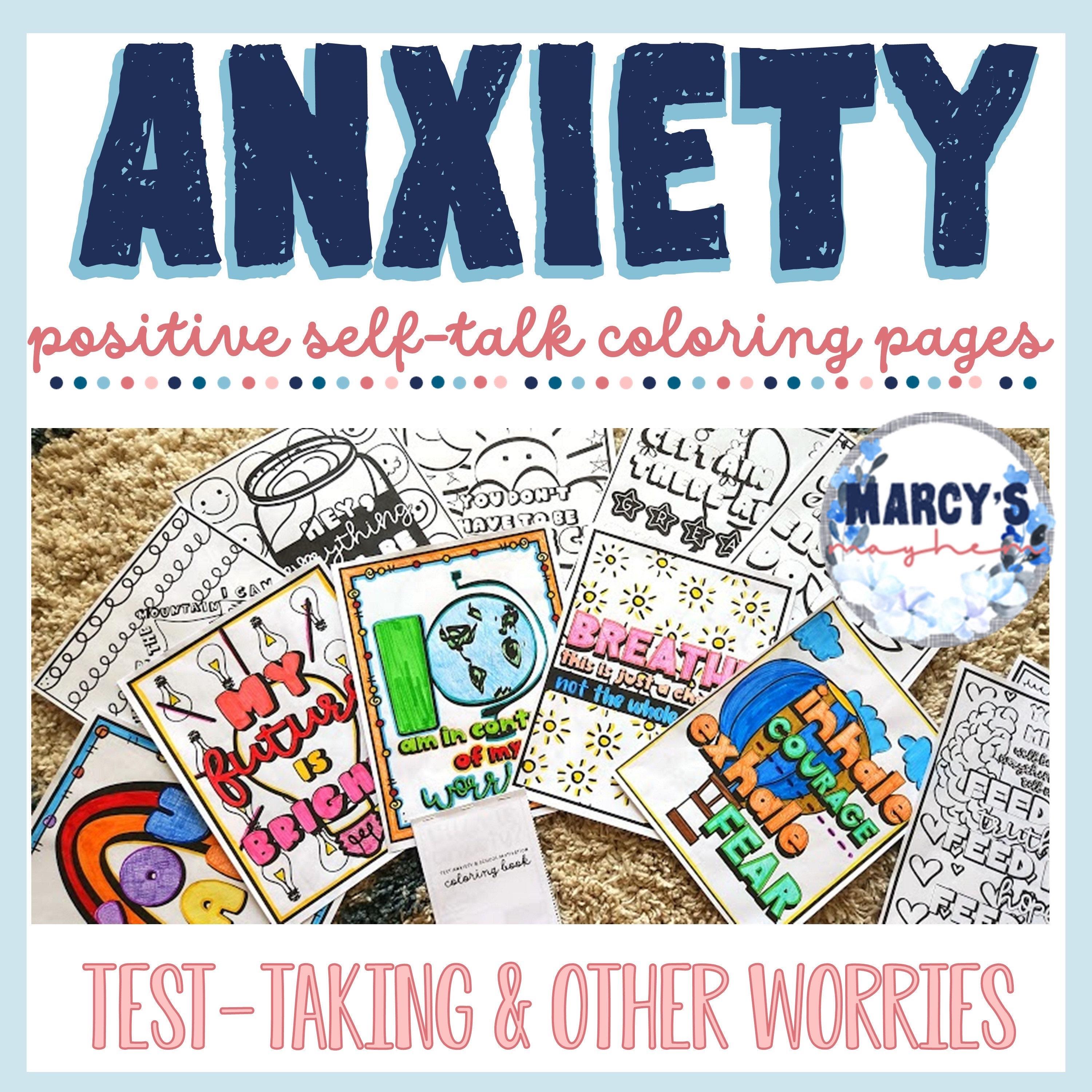 Test Anxiety Relief Positive Self Talking Printable Coloring Pages for ...
