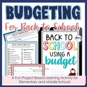Back to School Lesson Plan Activities Math Project Based Learning 5th 6th 7th Grade Homeschool, Digital Download, Budget Money for Kids