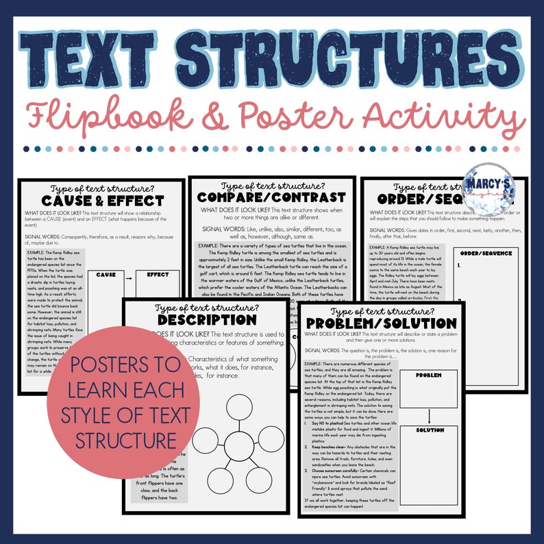 Text Structures Activities Flip Book, Scavenger Hunt & Elementary ...