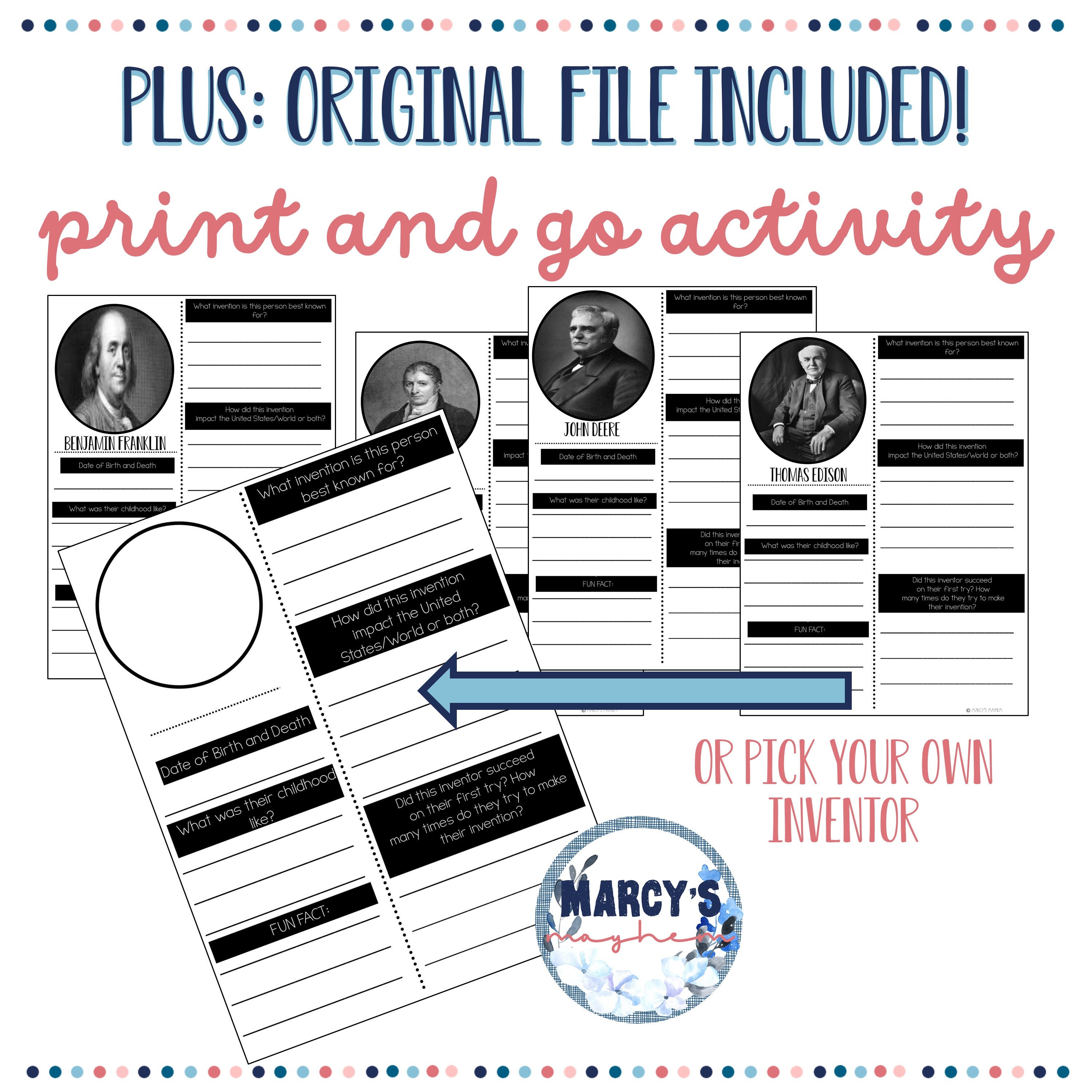 Famous People Research Project, File Folder Activity Social Studies 4th