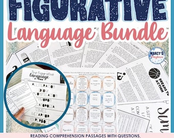 4th 5th Grade Figurative Language Activity, short stories and worksheets with Figures of speech posters printable reading comprehension