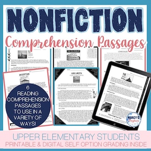 Nonfiction Reading Passages with comprehension questions 4th 5th grade reading comprehension worksheets tutoring & homeschooler printable