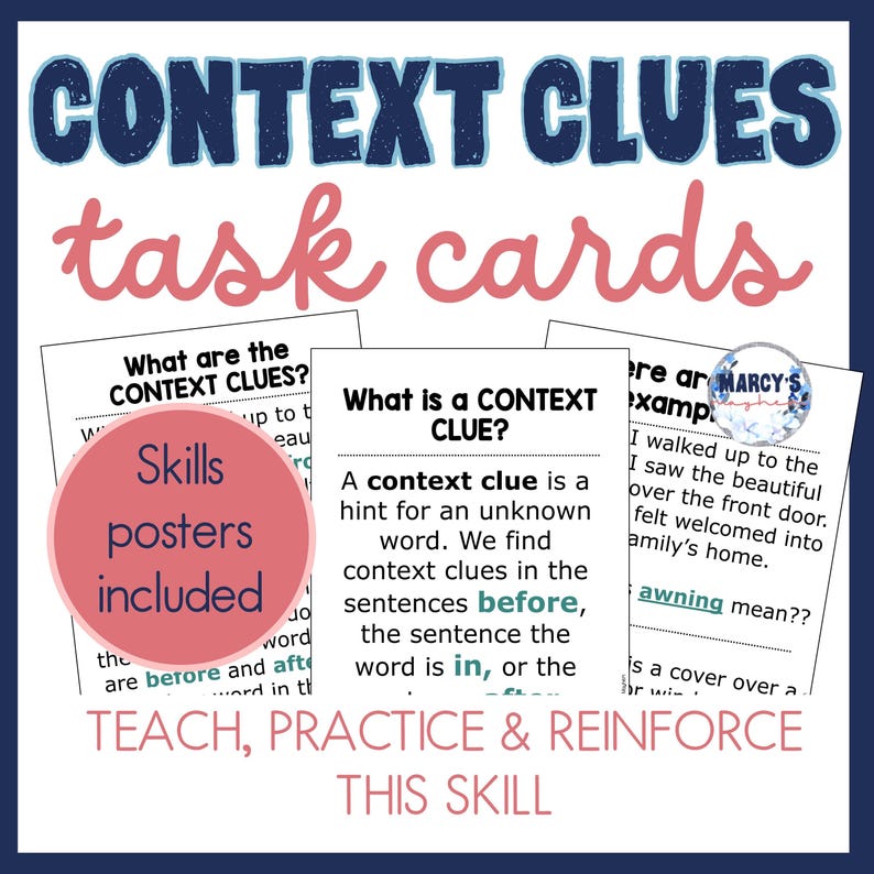 Context Clues Task Cards Vocabulary Sheet With Activities for 5th 6th ...