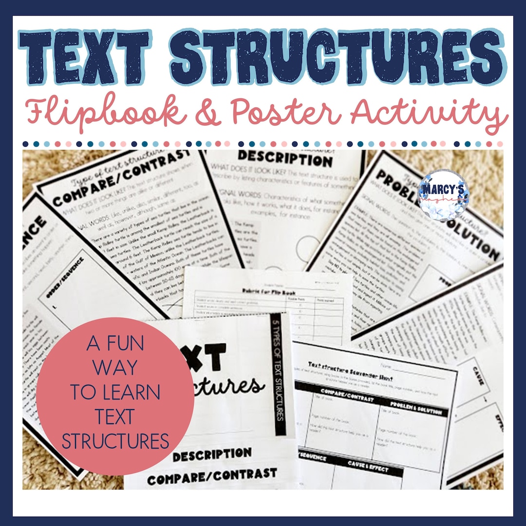 Text Structures Activities Flip Book, Scavenger Hunt & Elementary ...