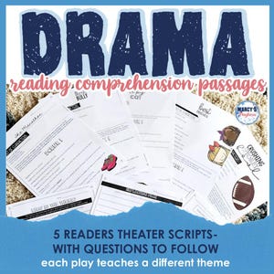 DRAMA Reading Comprehension Passages Digital, printable readers theatre scripts 4TH 5TH Grade  homeshooler ELA Teacher printable bundle
