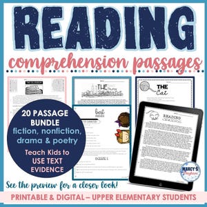 Reading Comprehension Passages Language Arts Worksheet 4th 5th grade Reading Strategies Posters Classroom Homeschool Printable Lesson Plan