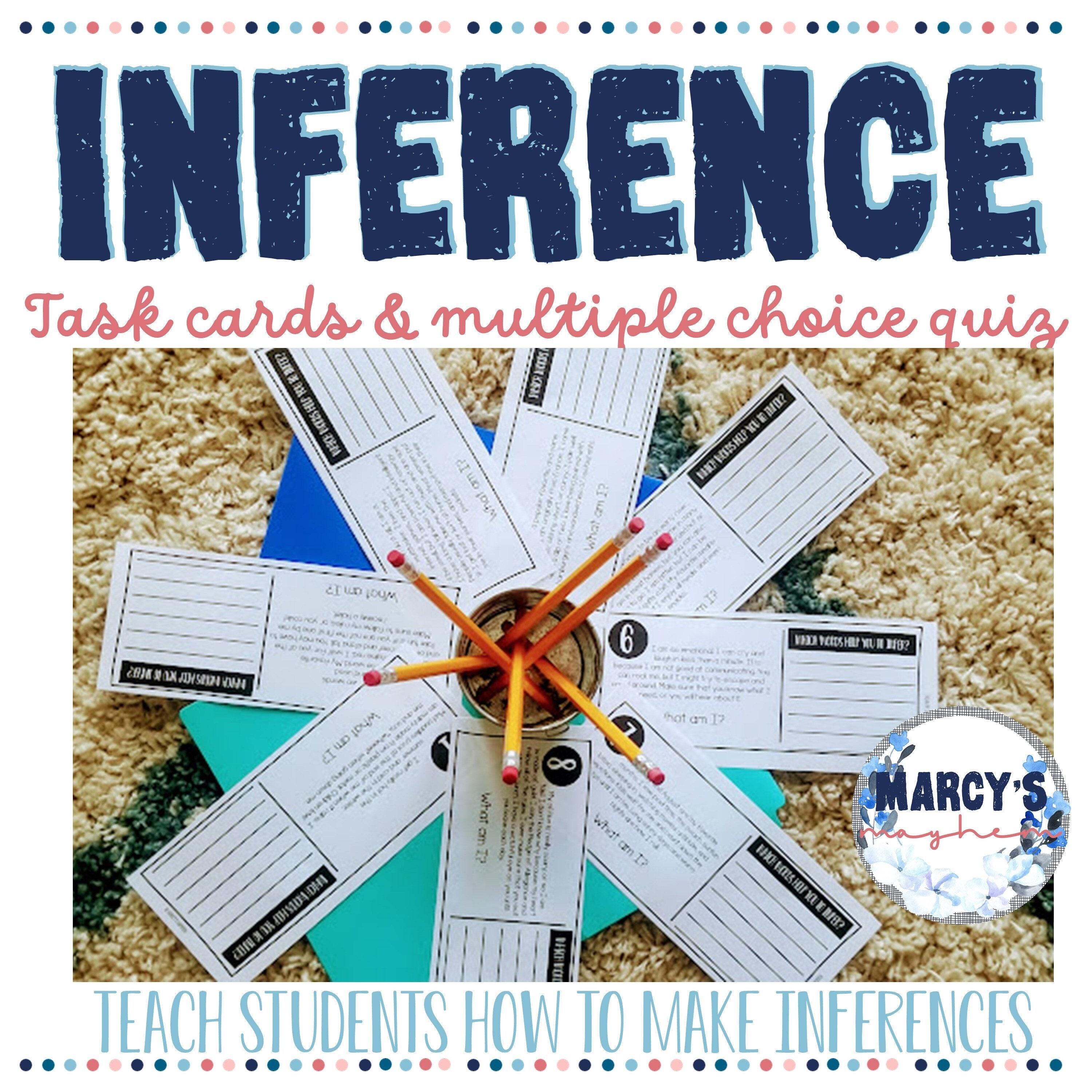 Inference Task Cards 3rd 4th 5th Grade Reading Practice Making ...