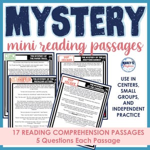 Mysteries reading comprehension passages practice short stories with clues and questions 2nd 3rd grade Homeschooler ELA teacher printable image 2
