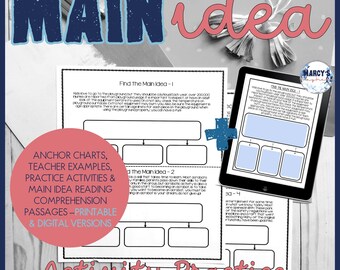 Main Idea and key details activity with reading comprehension passages homeschooling printables worksheets for 4th 5th grade