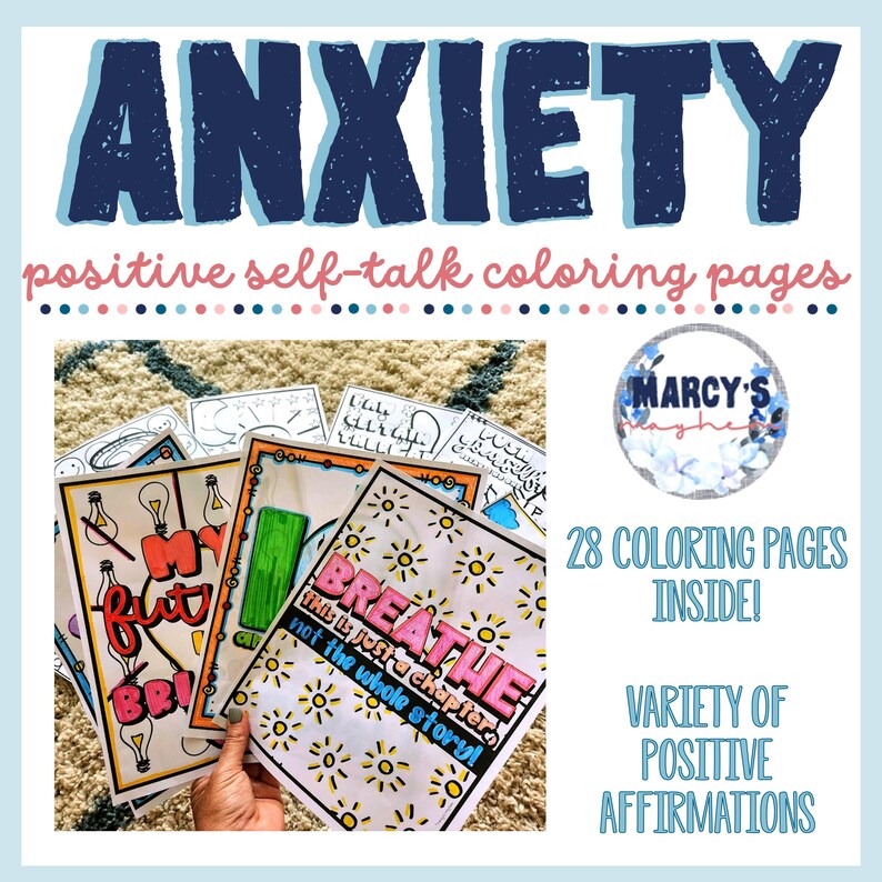 Test Anxiety & Positive Self Talk Coloring Pages for Kids, Affirmations