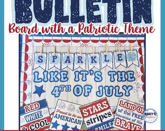 Bulletinboardkit voor 4 juli: patriottisch klaslokaaldecoratie (digitale download)