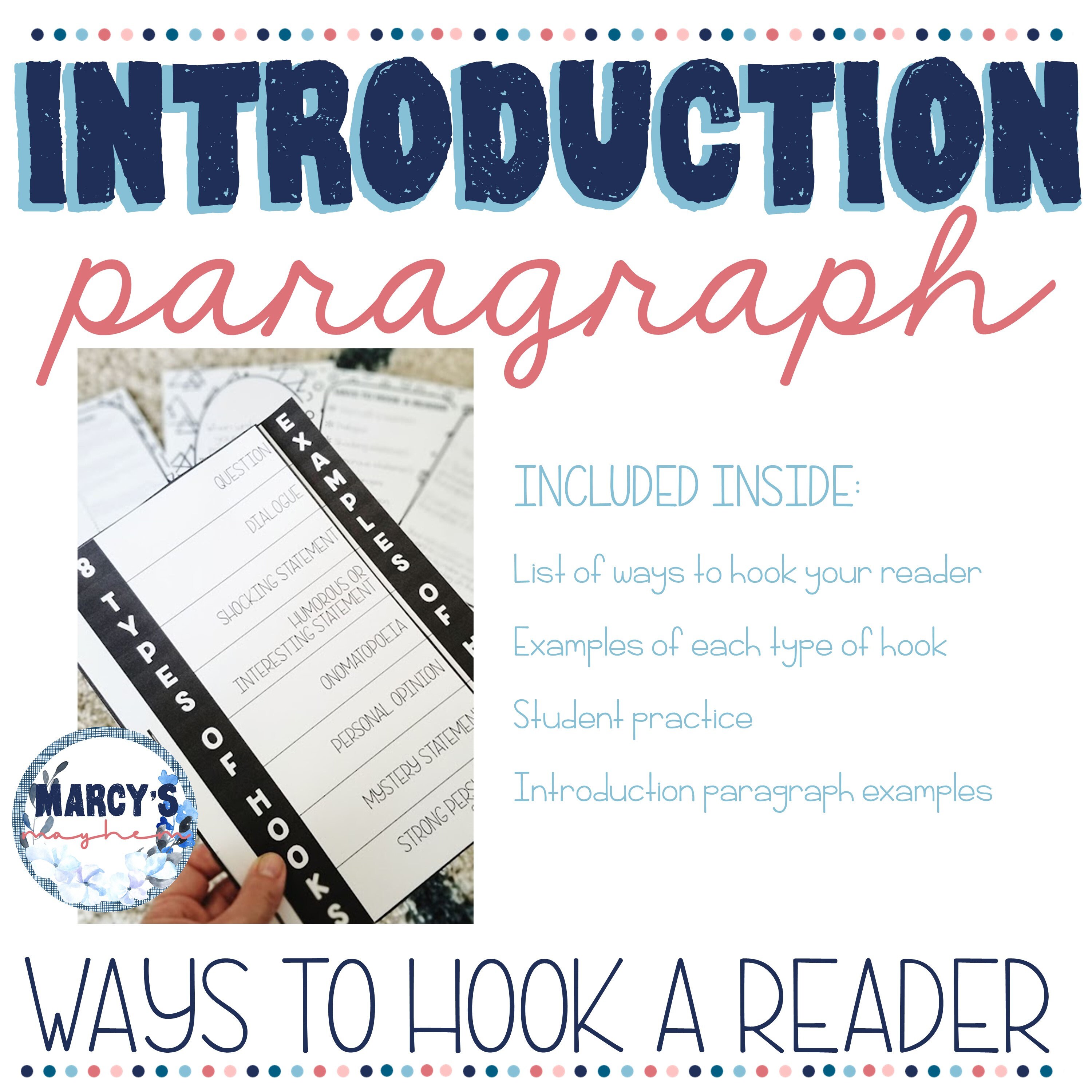 How to Write a Good Introduction Paragraph 4th & 5th Grade, Hook Your ...