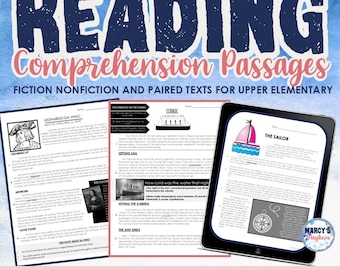Reading Comprehension Passages 4th 5th grade homeschooler printables Worksheets resource  teaching practice digital download and small group