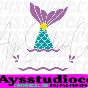 Sirène SVG, clipart sirène, png sirène, fichier coupe sirène, sirène nom cadre SVG, cadre nom fractionné, téléchargement numérique/Cricut, Silhouette