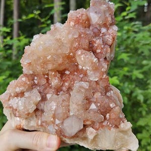 Rare! Quality Peach Stilbite Apophyllite Crystal Cluster: Red Hematite, Nashik, India