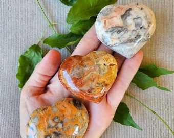 YOU Pick Crazy Lace Agate Hearts / Polished Crazy Lace Agate Crystals