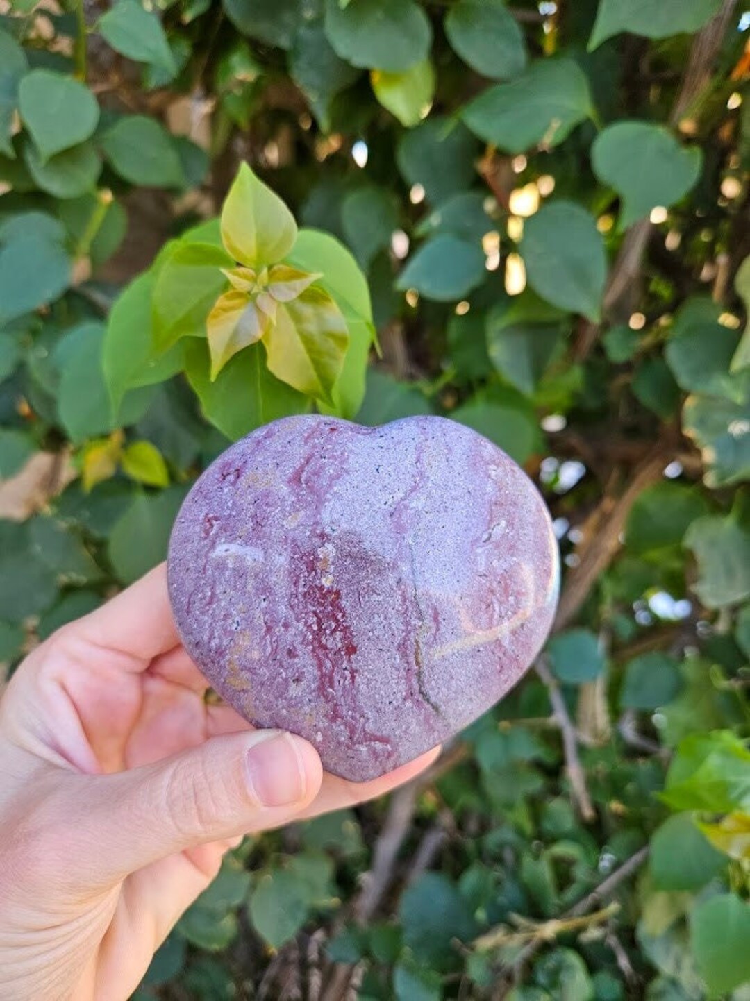 Purple Sea Jasper Heart / Polished Sea Jasper Stone / Puffy Etsy