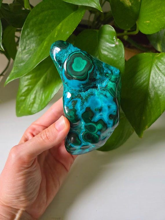 Polished Chrysocolla Malachite Freeform / Natural Home Decor, Congo