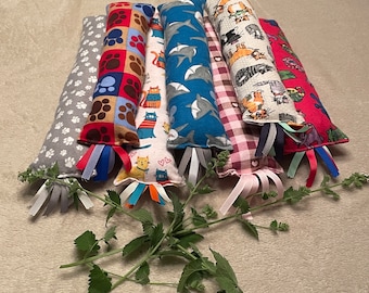 Handmade Catnip Kicker Toy, Crinkle & Ribbon, Fun Fabrics