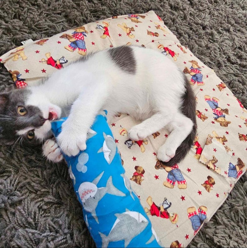 Handmade Catnip Kicker Toy, Crinkle & Ribbon, Fun Fabrics image 10